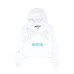 White Cropped Sp5der Hoodie