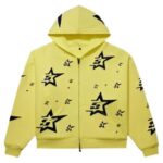Sp5der Double Layer 5 Star Zip Hoodie ‘Yellow’