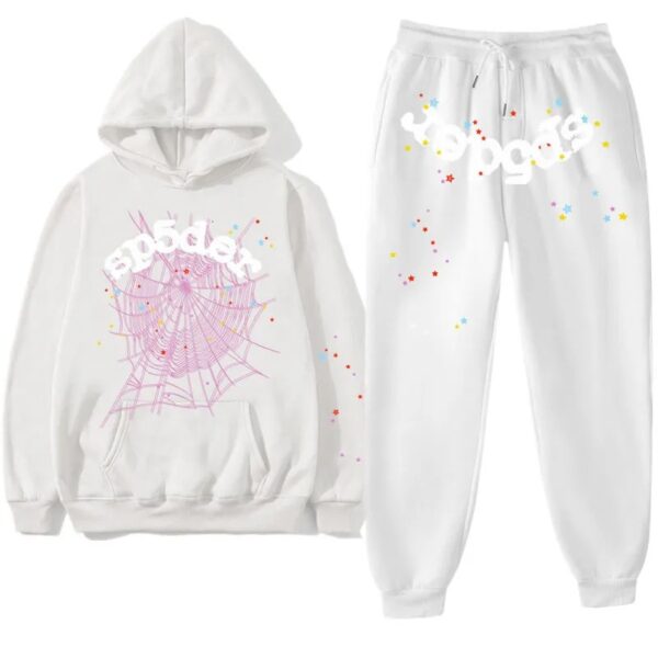 White Classic Flame Logo Sp5der Tracksuit