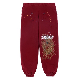 White Printed Sweatpant Red