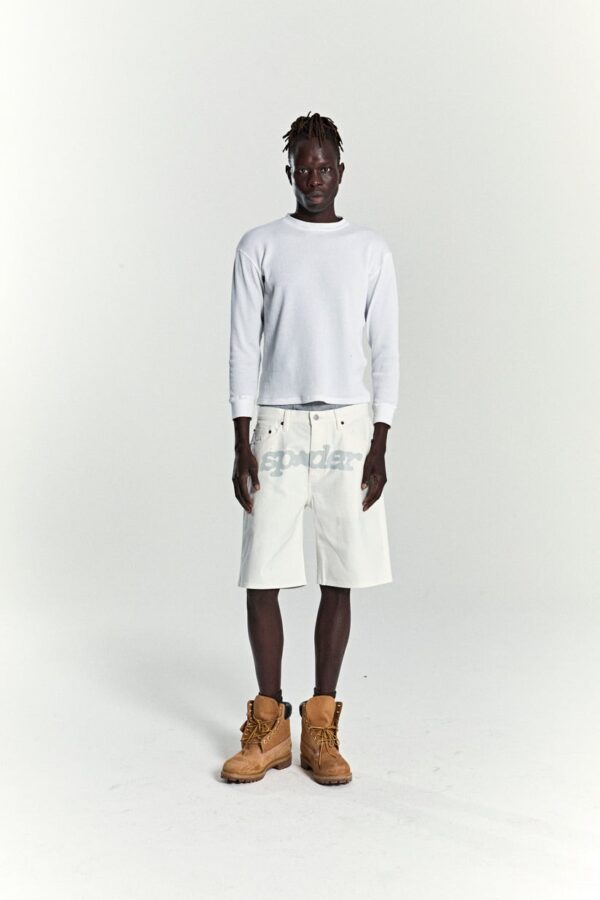 SP5DER V3 LOGO DENIM SHORT WHITE